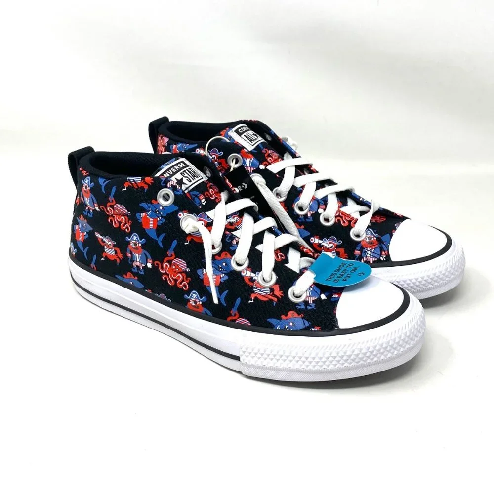 💖MEGA SALE💖Converse Ctas Street Mid Black Marina Shoes Junior Canvas 672732F - Picture 5 of 9